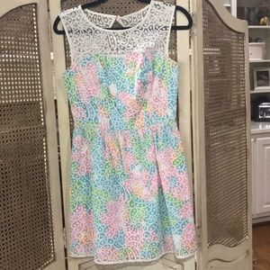 Lilly Pulitzer Multicolored with White Lace Dress